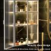 Wall Mounted Home Bathroom Cabinet w/Doors, Punch-Free dustproof Toiletries Metal Hanging Cabinet Cosmetics Perfumes Storage Box, Multi Purpose Storage Cabinet Above The Toilet view 2