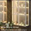 Wall Mounted Home Bathroom Cabinet w/Doors, Punch-Free dustproof Toiletries Metal Hanging Cabinet Cosmetics Perfumes Storage Box, Multi Purpose Storage Cabinet Above The Toilet view 4