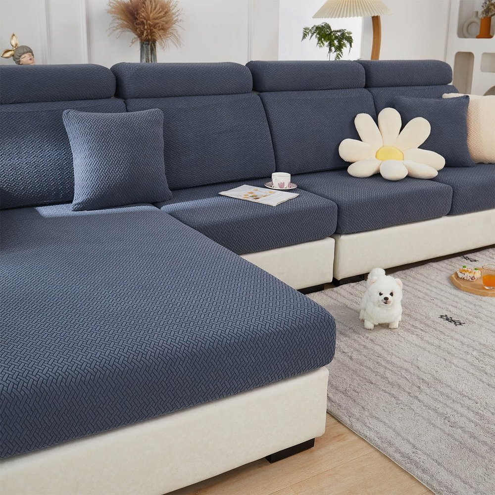 Disayu Sofa Covers Couch Covers for Sofa Pet Friendly Couch Cushion Covers Universal Sofa Covers Washable Stretch Slipcovers for Sectional Sofa (Texture Metal Gray,Back Cover L)