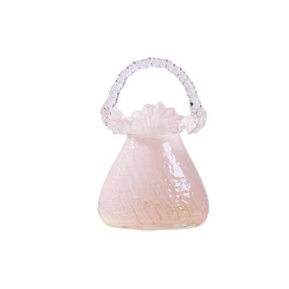 Exquisite Handbag Bag Vase, Balcony Decorations, High-end Restaurant Decorations, Model House Vase, Pink, Height 21cm/24cm/27.5cm, Glass(Size:13.5 * 21cm)
