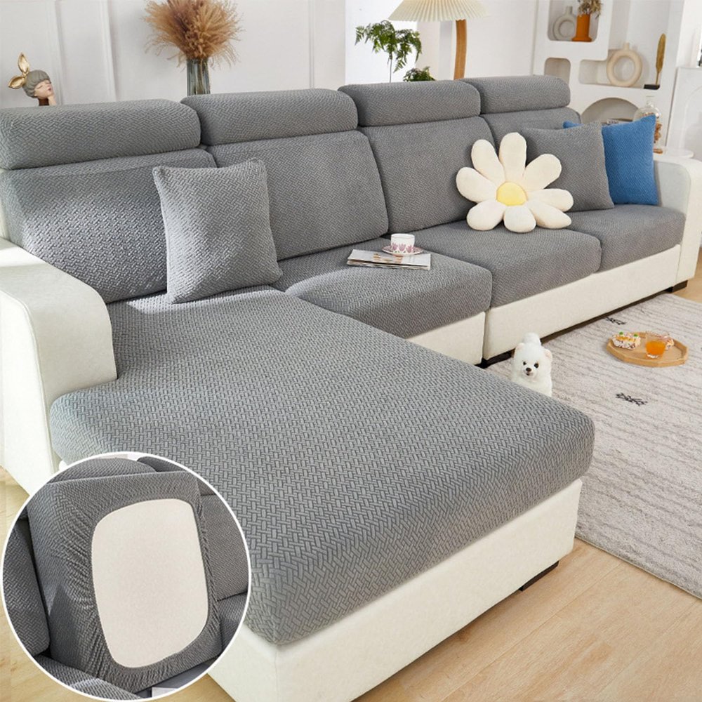 Disayu Sofa Covers Couch Covers for Sofa Pet Friendly Couch Cushion Covers Universal Sofa Covers Washable Stretch Slipcovers for Sectional Sofa (Texture Gray,Extra Large Single Seat Cover)
