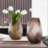 Contemporary Style Vases - Geometry - Gradient Brown - Tulip Flower Arranger - Desktop Floral Decorations - Glass Material - 7 * 23cm&8 * 29cm(Size:7 * 23cm) view 3