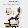 Katzowen Office Computer Chair Professional White Leather Chair, Computer Desk Office Chair High-Back Swivel Recliner Chair with Retractable Footrest and Adjustable Angle and Rotation view 2