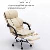 Katzowen Office Computer Chair Professional White Leather Chair, Computer Desk Office Chair High-Back Swivel Recliner Chair with Retractable Footrest and Adjustable Angle and Rotation view 4