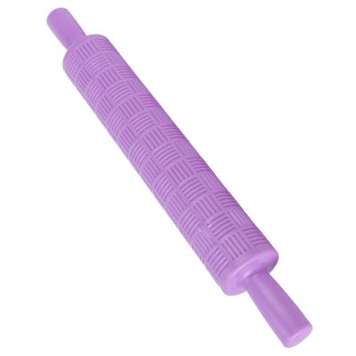 14.4in Long Fondant Rolling Pin, Food Grade Plastic Embossing Roller, Engraved Roller for Cookies Biscuits Pastry Cake Decoration, Dough Rolling Pin with Unique Pattern, Easy to Clean(Grid)