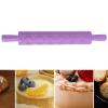 14.4in Long Fondant Rolling Pin, Food Grade Plastic Embossing Roller, Engraved Roller for Cookies Biscuits Pastry Cake Decoration, Dough Rolling Pin with Unique Pattern, Easy to Clean(Grid) view 3