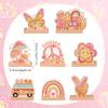 Geetery 8 Pcs Groovy Party Decorations Groovy Wooden Table Centerpiece Hippie Boho Decor Love Peace Letter Signs Rainbow Butterfly Daisy Flower Birthday Decoration for Baby Shower Photo Props view 2