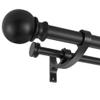 Lwiiom Double Curtain Rods with Aluminum Bouquet Brackets and Round Finials,Matte black Curtain Rods for Windows 28 to 48 inch,1-Inches Front and 5/8 Inches Back Double Window Drapery Rod view 1