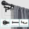Lwiiom Double Curtain Rods with Aluminum Bouquet Brackets and Round Finials,Matte black Curtain Rods for Windows 28 to 48 inch,1-Inches Front and 5/8 Inches Back Double Window Drapery Rod view 2