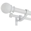 Lwiiom Double Curtain Rods 28-48 inch,1'' Front and 5/8 '' Back Adjustable Heavy Duty Decorative Drapery Rod with Aluminum Bouquet Brackets and Round Finials,Matte White view 1