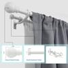 Lwiiom Double Curtain Rods 28-48 inch,1'' Front and 5/8 '' Back Adjustable Heavy Duty Decorative Drapery Rod with Aluminum Bouquet Brackets and Round Finials,Matte White view 2
