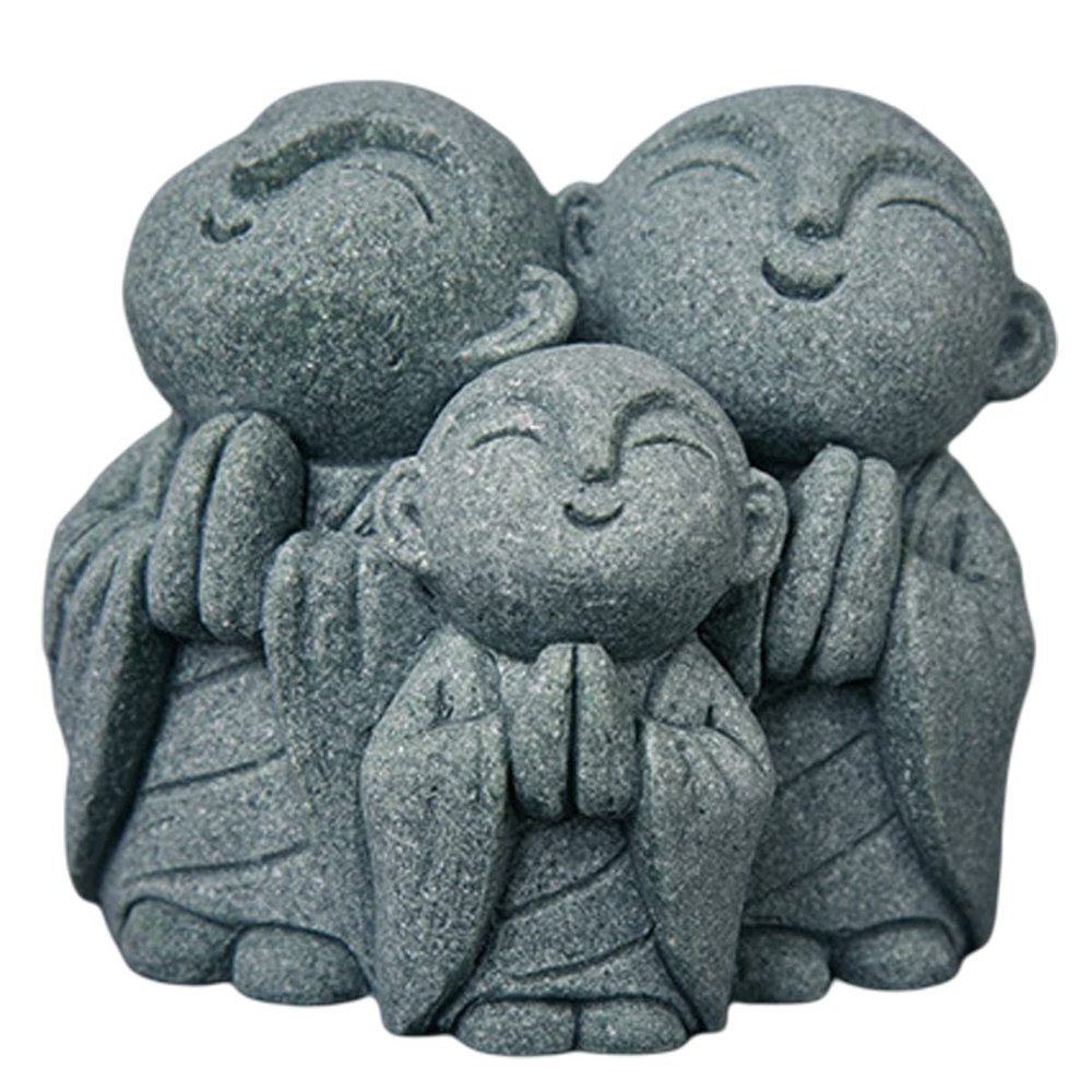 livelyfish Japanese Buddha Bosatsu Feng Shui Praying Monk Statue Sandstone Happy/Smiling Miniature Figurine Ornament for Fish Tank Aquarium Home Garden Decoration (14)