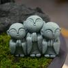 livelyfish Japanese Buddha Bosatsu Feng Shui Praying Monk Statue Sandstone Happy/Smiling Miniature Figurine Ornament for Fish Tank Aquarium Home Garden Decoration (14) view 2