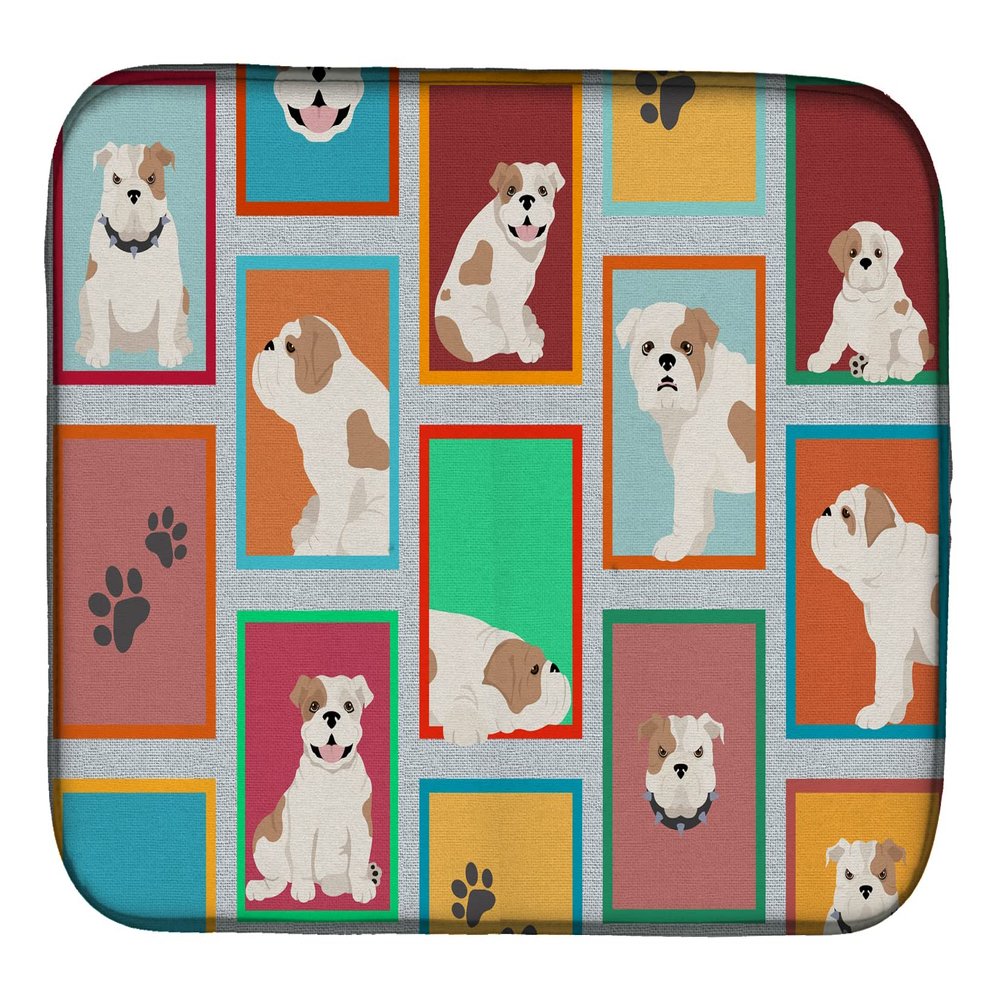 Caroline's Treasures MLM1100DDM Lots of Piebald English Bulldog Dish Drying Mat Absorbent Dish Drying Mat Pad for Kitchen Counter Dish Drainer Mat for Countertop, 14 x 21", Multicolor