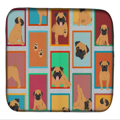 Caroline's Treasures MLM1143DDM Lots of Apricot Pug Dish Drying Mat Absorbent Dish Drying Mat Pad for Kitchen Counter Dish Drainer Mat for Countertop, 14 x 21", Multicolor