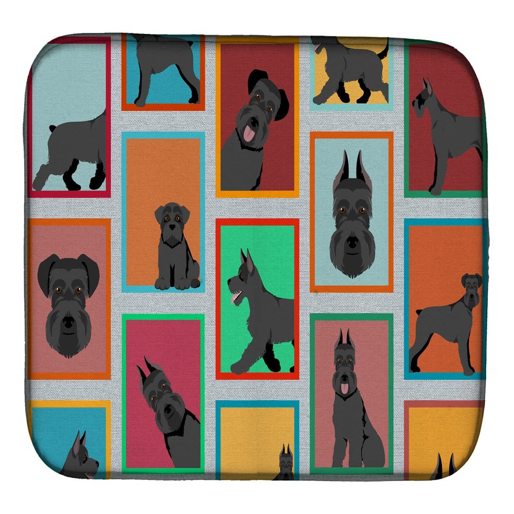 Caroline's Treasures MLM1144DDM Lots of Black Schnauzer Dish Drying Mat Absorbent Dish Drying Mat Pad for Kitchen Counter Dish Drainer Mat for Countertop, 14 x 21", Multicolor