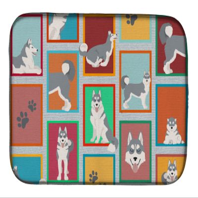 Caroline's Treasures MLM1159DDM Lots of Grey Siberian Husky Dish Drying Mat Absorbent Dish Drying Mat Pad for Kitchen Counter Dish Drainer Mat for Countertop, 14 x 21", Multicolor