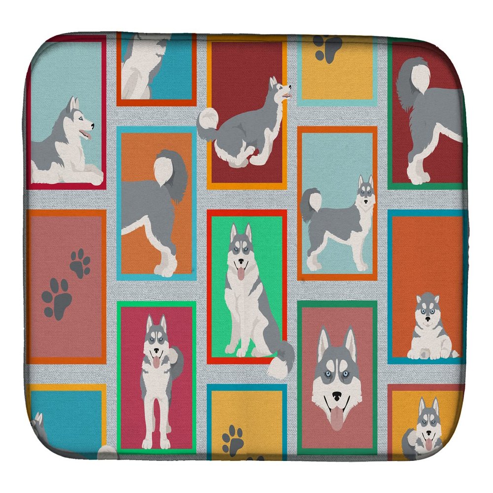 Caroline's Treasures MLM1159DDM Lots of Grey Siberian Husky Dish Drying Mat Absorbent Dish Drying Mat Pad for Kitchen Counter Dish Drainer Mat for Countertop, 14 x 21", Multicolor