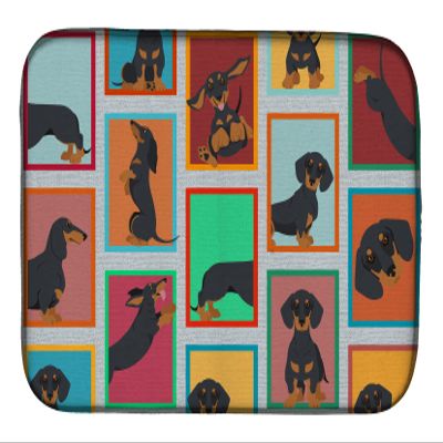 Caroline's Treasures MLM1125DDM Lots of Black and Tan Dachshund Dish Drying Mat Absorbent Dish Drying Mat Pad for Kitchen Counter Dish Drainer Mat for Countertop, 14 x 21", Multicolor