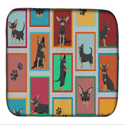 Caroline's Treasures MLM1153DDM Lots of Black and Tan Chihuahua Dish Drying Mat Absorbent Dish Drying Mat Pad for Kitchen Counter Dish Drainer Mat for Countertop, 14 x 21", Multicolor