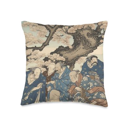 Colorful World of Sumo Wrestling in Japanese Artistic Form Throw Pillow