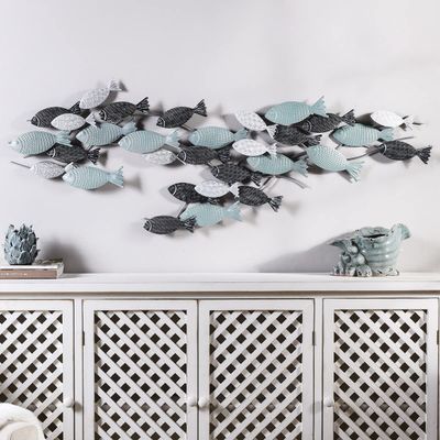 BLACK FOREST DECOR Misty Fish School Metal Wall Art