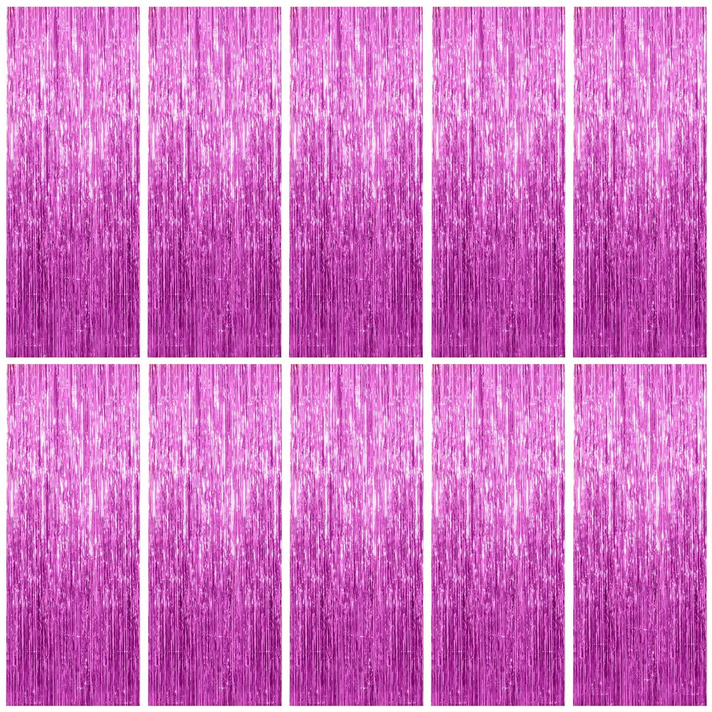 10 Pack Foil Curtain Backdrop Metallic Tinsel Foil Fringe Curtains Photo Booth Props for Birthday Wedding Engagement Baby Shower Bachelorette Christmas Holiday Celebration Party Decorations