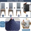 SPRINGRICO 6 Pack Dining Room Chair Covers with seat Belt, Stretch Parsons Chair Slipcover Washable Kitchen Dining Chair Cover Removable Seat Protector Set of 6, S3- Navy Blue view 4