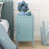 Aiasuit Single Door Lockable Metal End Table with Storage Cabinet, 2-Tier Children's Nightstand with Adjustable Shelf, Easy Assembly Side Table for Home, Office, Entryway & Hallway Blue view 2