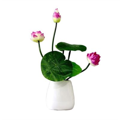 SUNESA Artificial Flowers Zen Simulation Lotus Decorative Fake Flower Set Ornaments Silk Flowers Indoor Decorations Artificial Flowers Fake Flowers (Color : Purple)