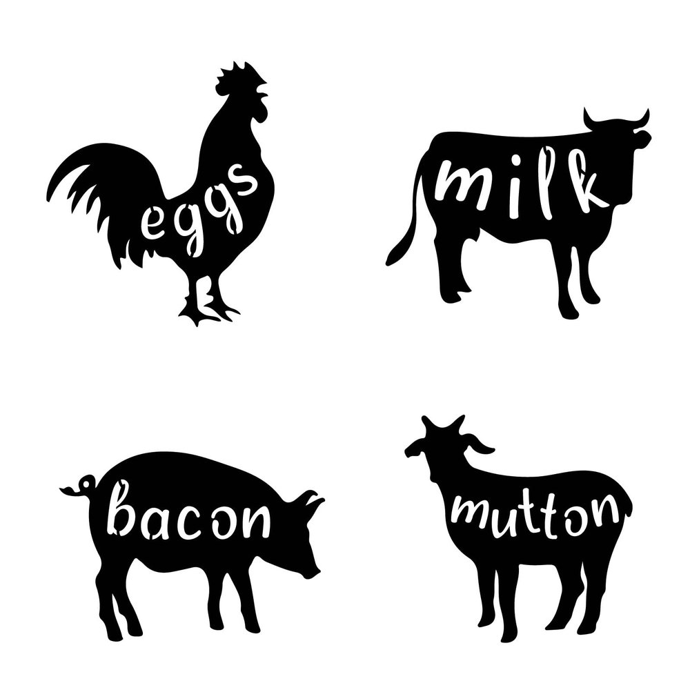 NBEADS 4 Pcs Animal Wall Art, Wooden Cow Pig Sheep and Rooster Art Wall Decor Black Hollow Farmhouse Animal Wall Signs Wooden Hanging Decor Silhouette Wall Sculpture for Farmhouse Bathroom Home Wall