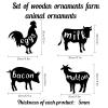 NBEADS 4 Pcs Animal Wall Art, Wooden Cow Pig Sheep and Rooster Art Wall Decor Black Hollow Farmhouse Animal Wall Signs Wooden Hanging Decor Silhouette Wall Sculpture for Farmhouse Bathroom Home Wall view 2