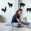 NBEADS 4 Pcs Animal Wall Art, Wooden Cow Pig Sheep and Rooster Art Wall Decor Black Hollow Farmhouse Animal Wall Signs Wooden Hanging Decor Silhouette Wall Sculpture for Farmhouse Bathroom Home Wall view 3