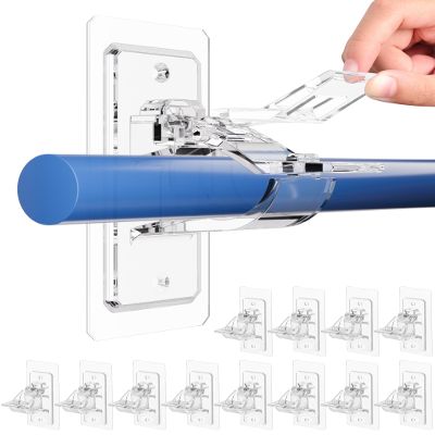Antimbee 12-Pack No Drill Needed Curtain Rod Brackets, Self Adhesive Rod Holders, Multipurpose Nail Free Stick on Curtain Rod Hooks, Curtain Hangers for Dorm, Bathroom, Bedroom, Livingroom Decor