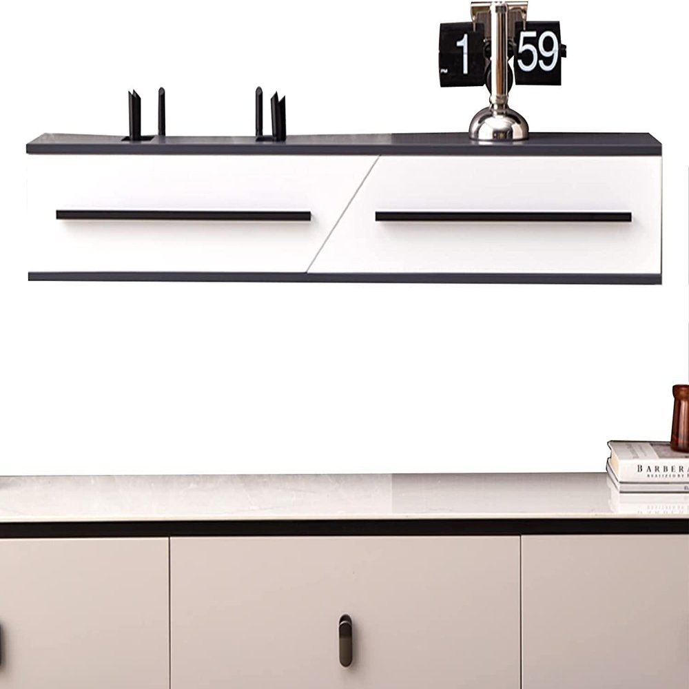 IBOWZ Floating TV Stand Cabinet Wall Mounted Tv Unit Floating Tv Stand,Multimedia Set-Top Box Storage Shelf,Tv Wall Mount Entertainment Unit for Living Room Bedroom