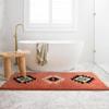DEXDE Bathroom Rugs 20x47 Boho Bath Mat Non-Slip Long Bath Rug Runner Luxury Soft Absorbent Carpet for Bathroom Shower Kitchen Entryway Western Farmhouse Decor,Coral Red view 2