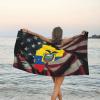 Ecuador Flag Map Beach Towel Quick-Dry Bath Towel Lightweight Portable for Summer view 1