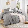 NEXHOME PRO 100% Washed Cotton Duvet Cover Twin Size, Linen Pleated Duvet Cover Set Light Grey, 2pc Organic Bedding Set with Zipper Closure, Soft, Lightweight and Breathable (68"x90", No Comforter) view 2