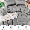 NEXHOME PRO 100% Washed Cotton Duvet Cover Twin Size, Linen Pleated Duvet Cover Set Light Grey, 2pc Organic Bedding Set with Zipper Closure, Soft, Lightweight and Breathable (68"x90", No Comforter) view 3