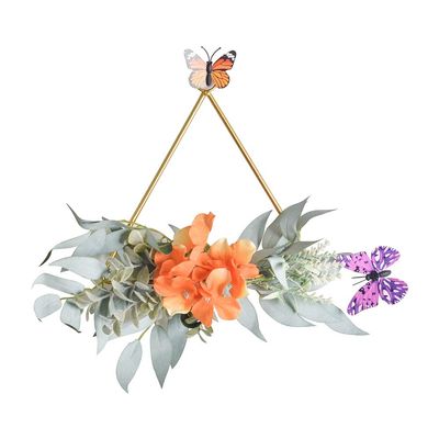 Ochine Artificial Flower Hoop Wreath Set Floral Hoop Wreath Hydrangea Flowers White and Willow Leaves Vine Metal Ring Garland Hanging for Front Door Wedding Backdrop Wall Nursery Home Decoration