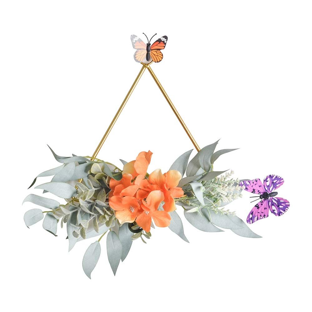 Ochine Artificial Flower Hoop Wreath Set Floral Hoop Wreath Hydrangea Flowers White and Willow Leaves Vine Metal Ring Garland Hanging for Front Door Wedding Backdrop Wall Nursery Home Decoration