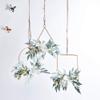 Ochine Artificial Flower Hoop Wreath Set Floral Hoop Wreath Hydrangea Flowers White and Willow Leaves Vine Metal Ring Garland Hanging for Front Door Wedding Backdrop Wall Nursery Home Decoration view 2