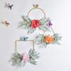 Ochine Artificial Flower Hoop Wreath Set Floral Hoop Wreath Hydrangea Flowers White and Willow Leaves Vine Metal Ring Garland Hanging for Front Door Wedding Backdrop Wall Nursery Home Decoration view 3