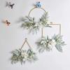 Ochine Artificial Flower Hoop Wreath Set Floral Hoop Wreath Hydrangea Flowers White and Willow Leaves Vine Metal Ring Garland Hanging for Front Door Wedding Backdrop Wall Nursery Home Decoration view 4