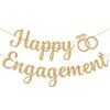 KatchOn, Gold Glitter Happy Engagement Banner - 10 Feet, No DIY | Engagement Party Decorations | Party Banner | Engaged Banner, Bachelorette Party Decorations view 1