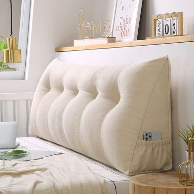 BOSUGE Large Bolster Triangular Headboard Pillow-Large Bolster Headboard Pillow,Ergonomic Reading Bed Rest Pillow for Back Pain Relief & Cool Sleep,Soft Firm Headboard Pillow (White, Full)