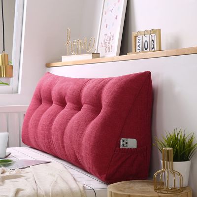 BOSUGE Large Bolster Triangular Headboard Pillow-Large Bolster Headboard Pillow,Ergonomic Reading Bed Rest Pillow for Back Pain Relief & Cool Sleep,Soft Firm Headboard Pillow (Pink, Full)