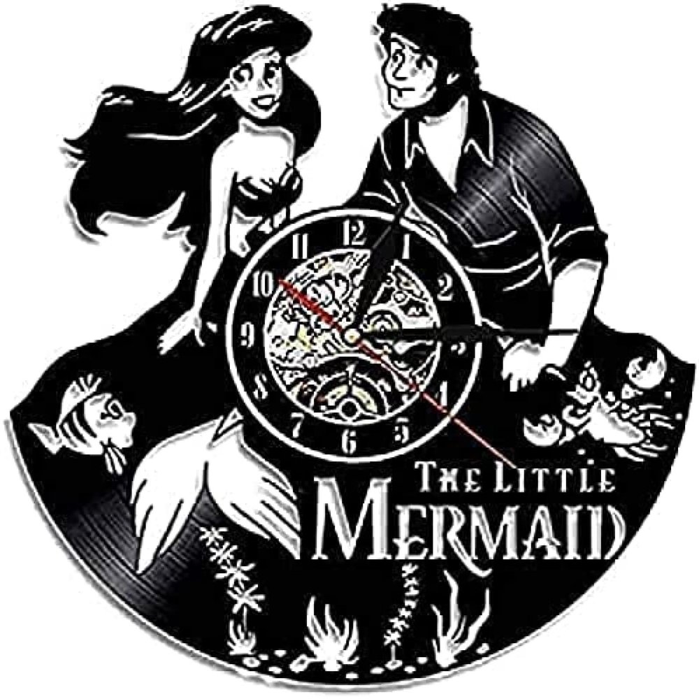 Mermaid Vinyl Record Wall Clock Design Decorative Kids Room 3D Clocks Watch Home Decor