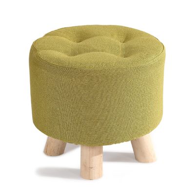 SOVORM Small Foot Stool Round Ottoman with Wood Legs, 11''H, Sofa Footrest Extra Seating for Living Room Entryway Office (Color : Green)