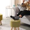 SOVORM Small Foot Stool Round Ottoman with Wood Legs, 11''H, Sofa Footrest Extra Seating for Living Room Entryway Office (Color : Green) view 2